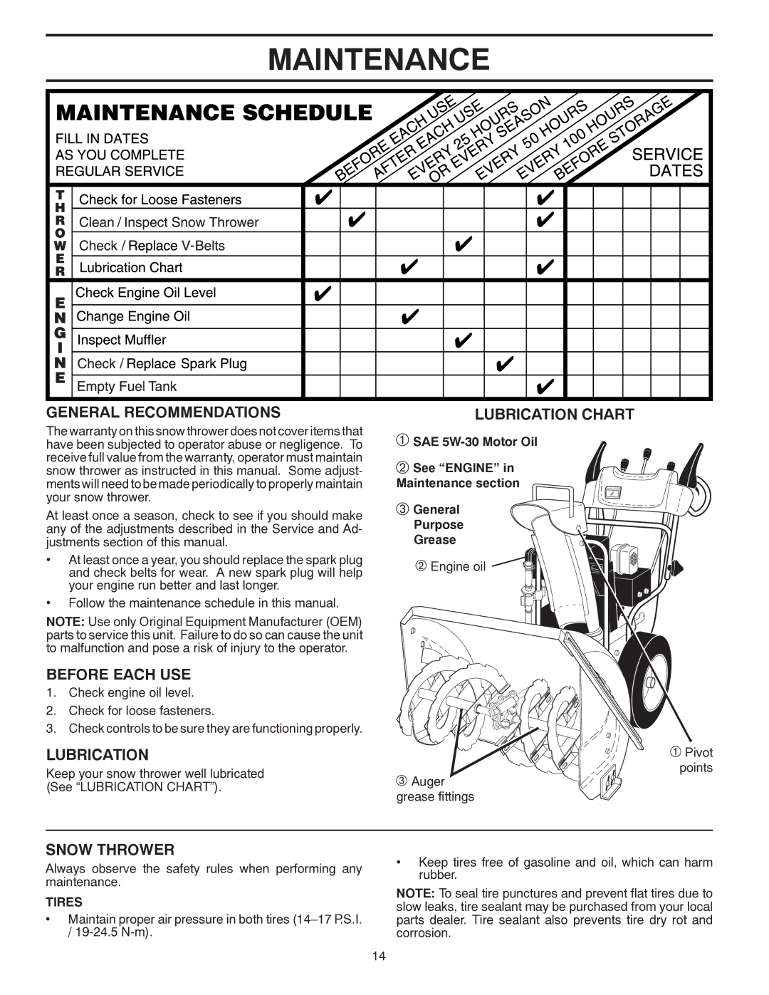 Poulan PP13TEPH30, 416751, 96198000901, PP12TEPH30 owner manual Maintenance 