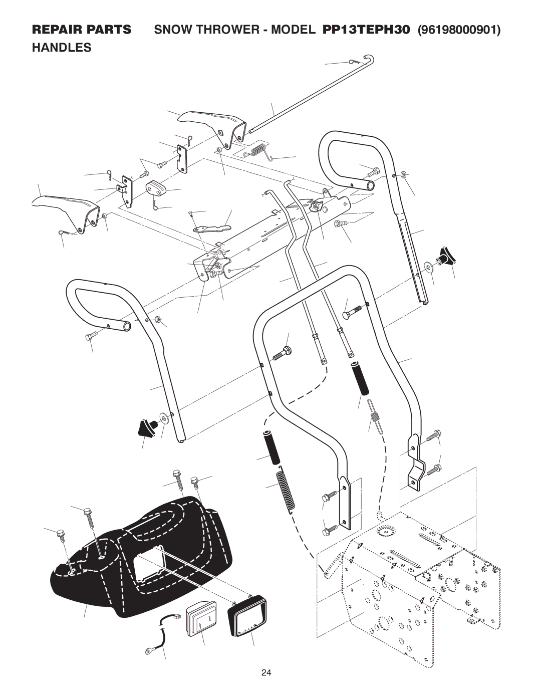 Poulan 416751, 96198000901, PP12TEPH30 owner manual Repair Parts Snow Thrower Model PP13TEPH30 Handles 