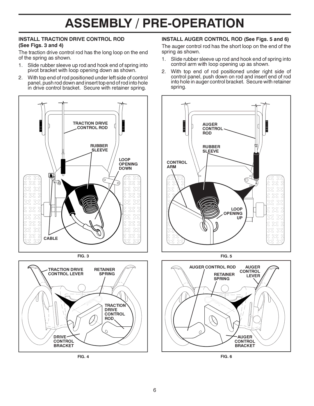 Poulan PP13TEPH30, 416751, 96198000901 Install Traction Drive Control ROD See Figs, Install Auger Control ROD See Figs 