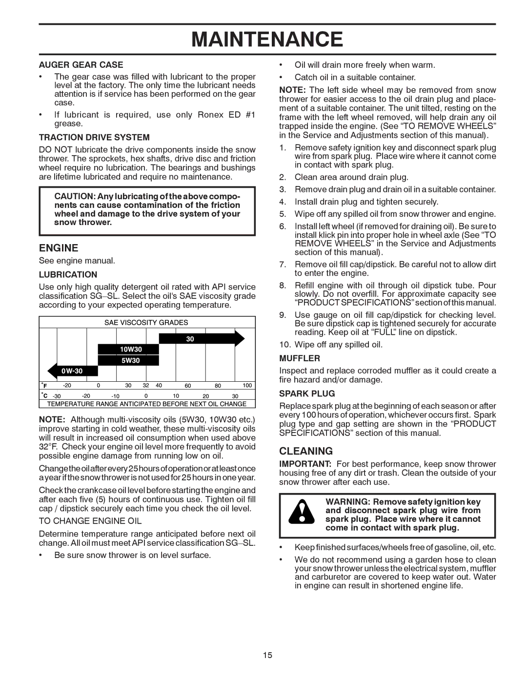 Poulan 416804 owner manual Engine, Cleaning 