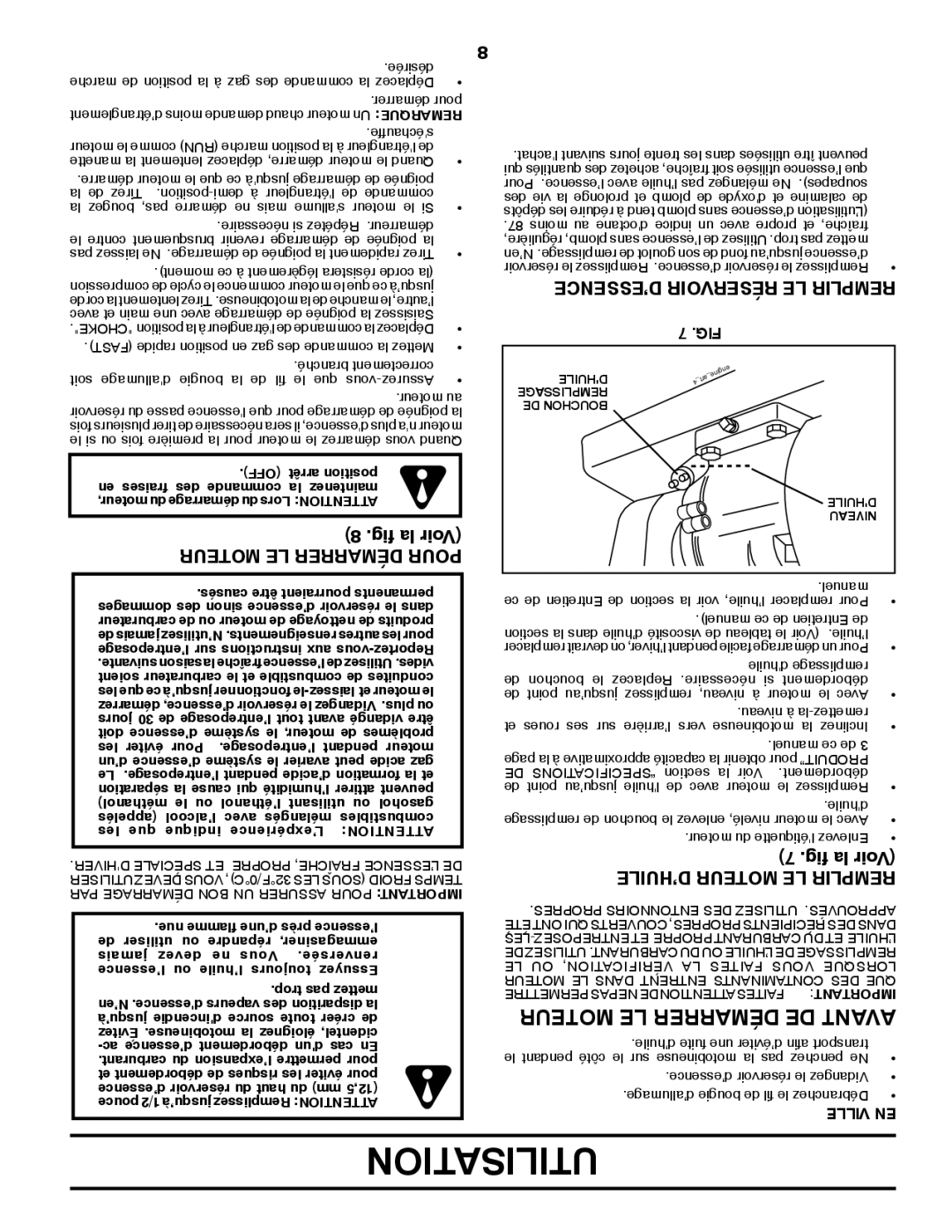 Poulan 96082000900, 417134 Moteur LE Démarrer DE Avant, Moteur LE Démarrer Pour, ’ESSENCE Réservoir LE Remplir, Ville EN 