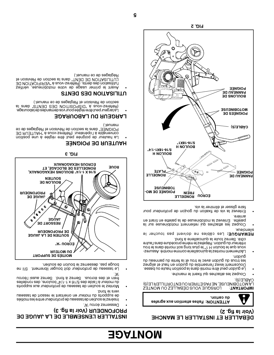 Poulan 417134 Montage, Geraboula DU Largeur, Dents DES Utilisation, Poignée DE Hauteur, Manche LE Installer ET Déballer 