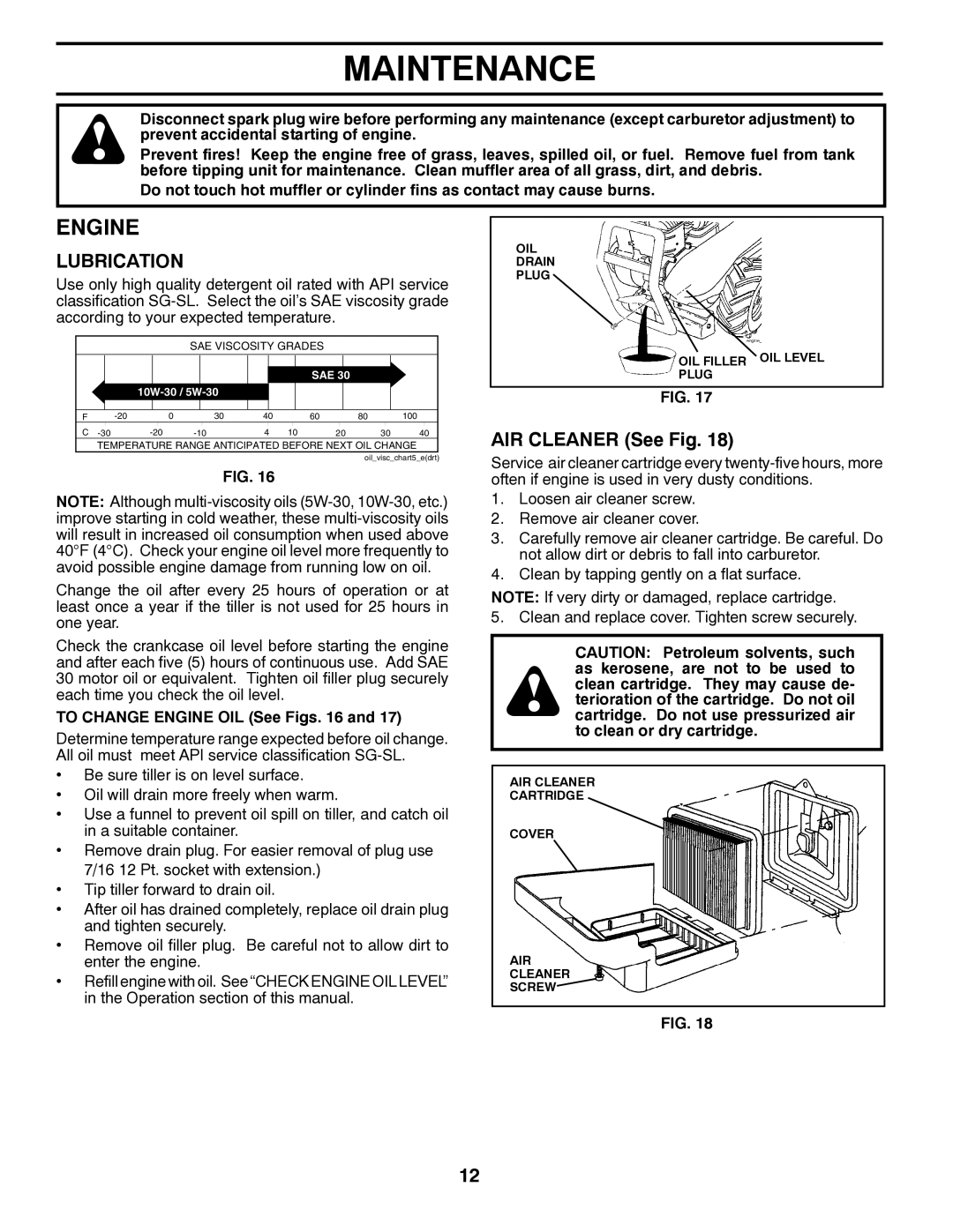 Poulan 417150, 96092001300 manual Engine, AIR Cleaner See Fig 