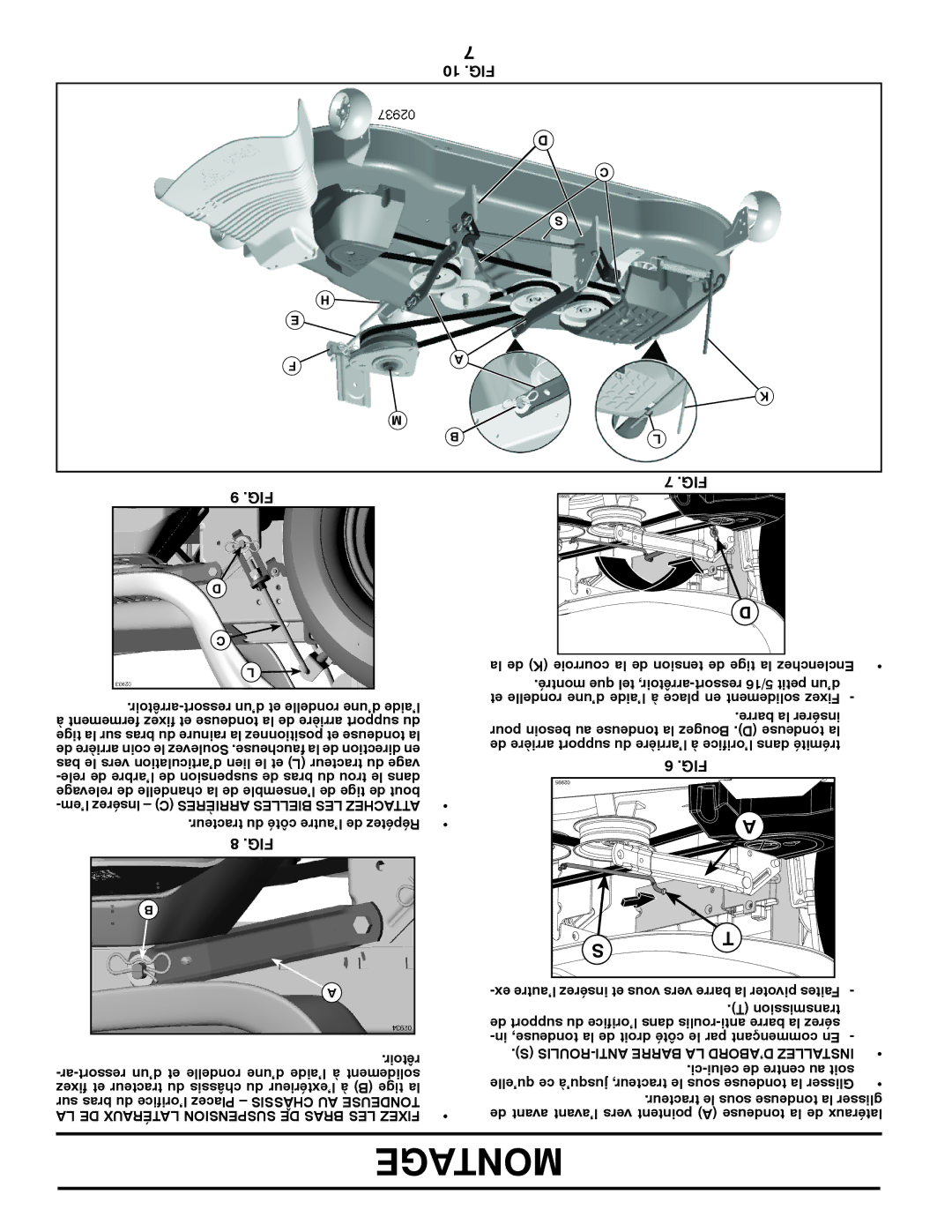 Poulan 417920 manual 10 .FIG, ROULIS-ANTI Barre LA D’ABORD Installez, LA DE Latéraux Suspension DE Bras LES Fixez 