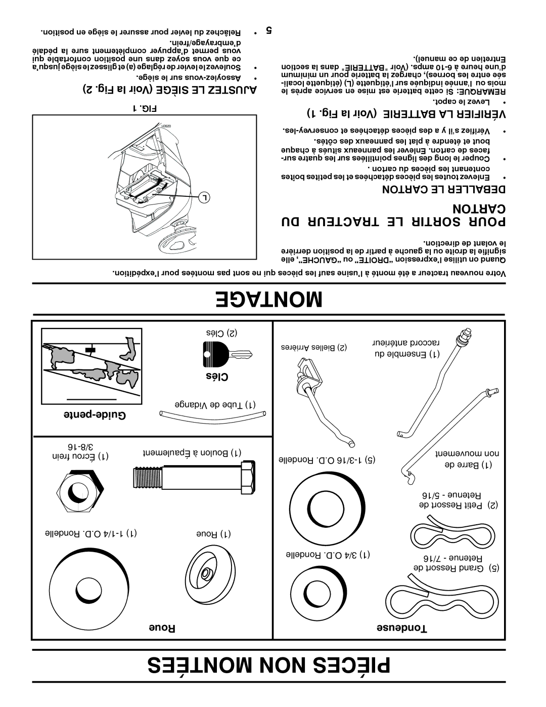 Poulan 417920 manual Montées NON Piéces, Toncar DU Tracteur LE Sortir Pour 