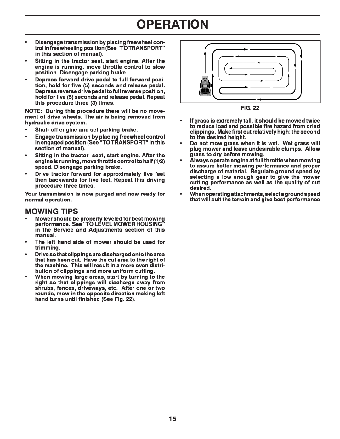 Poulan 417920 manual Mowing Tips, Operation 