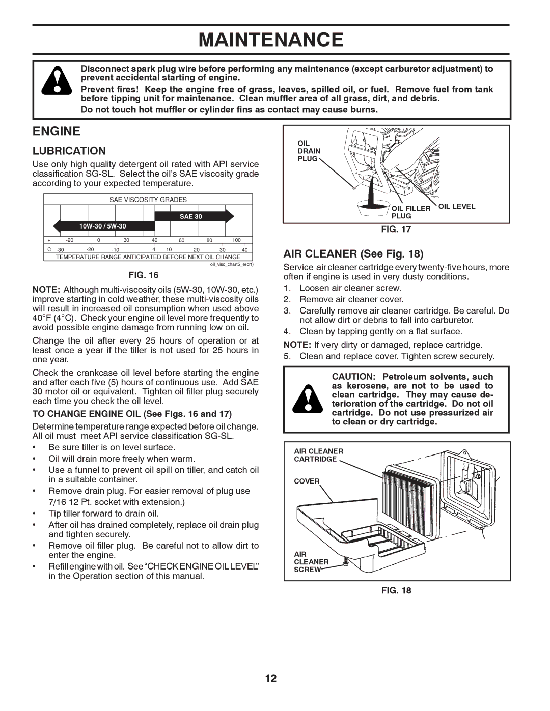 Poulan 418121, 96092001500 manual Engine, AIR Cleaner See Fig 