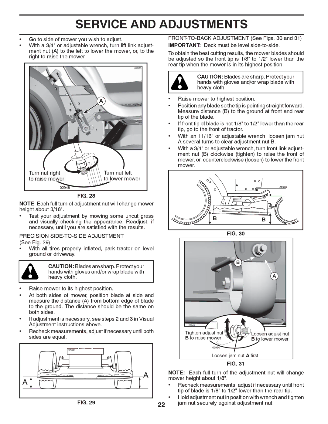 Poulan 418793 manual Tighten adjust nut 