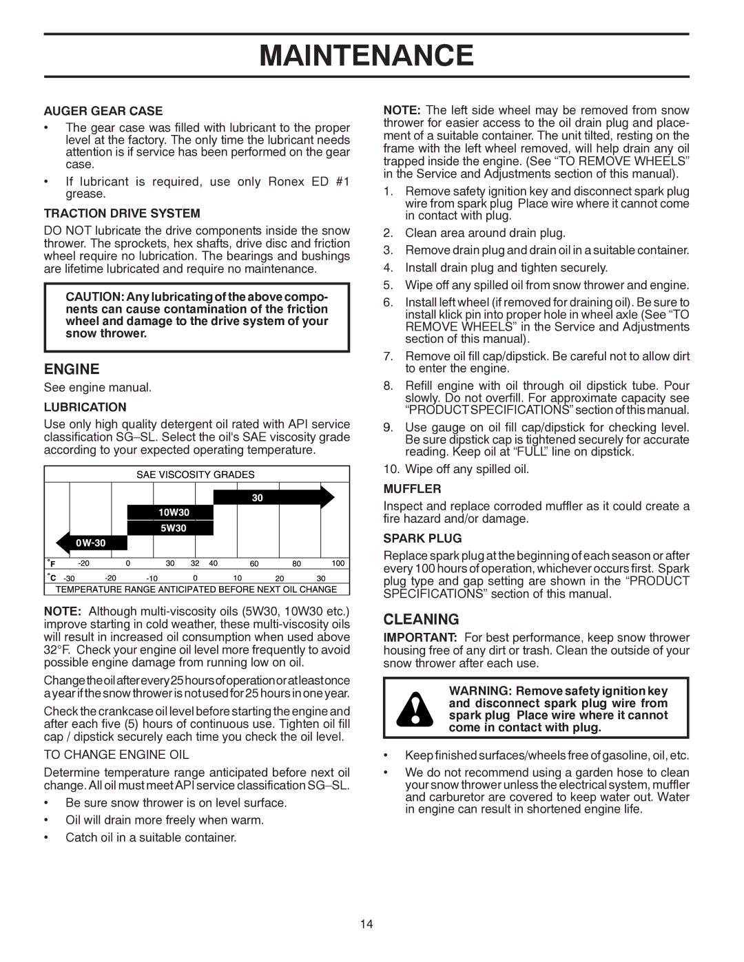 Poulan 418962 owner manual Engine, Cleaning 