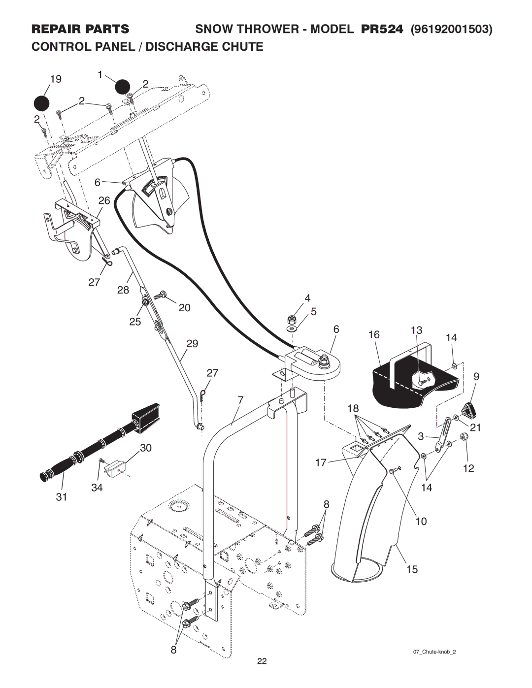 Poulan 418971 owner manual 07Chute-knob2 