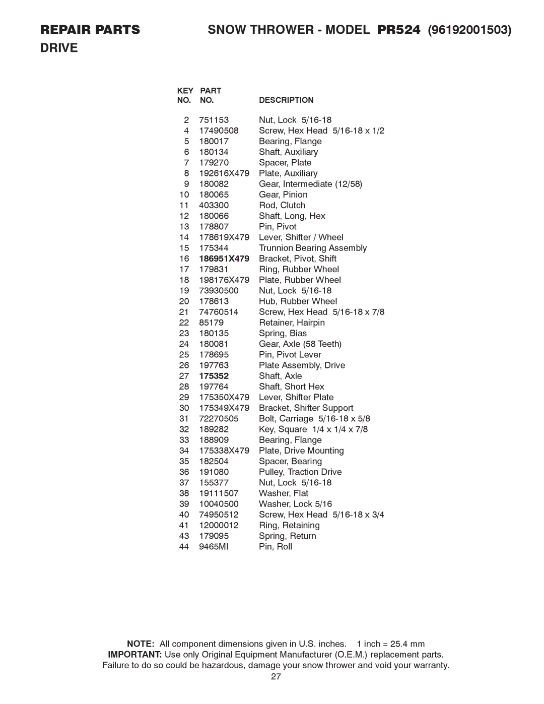 Poulan 418971 owner manual 186951X479, 175352 