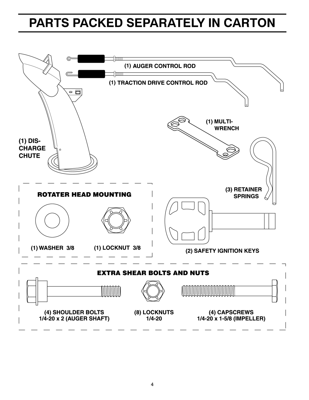 Poulan 418971 owner manual Parts Packed Separately in Carton 