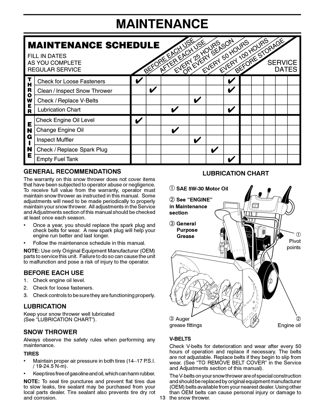 Poulan 419002 owner manual Maintenance 