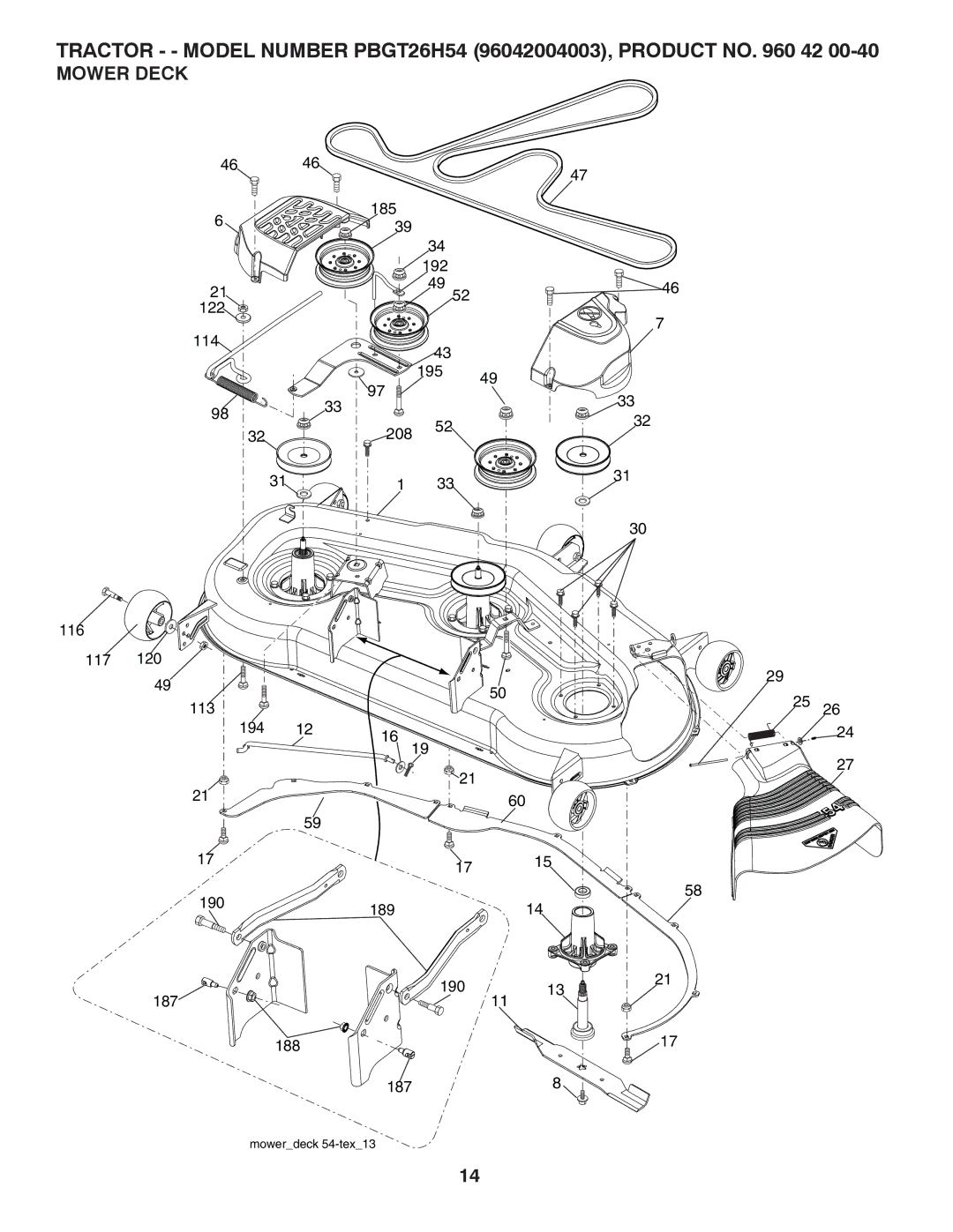 Poulan 419061 manual Mower Deck 