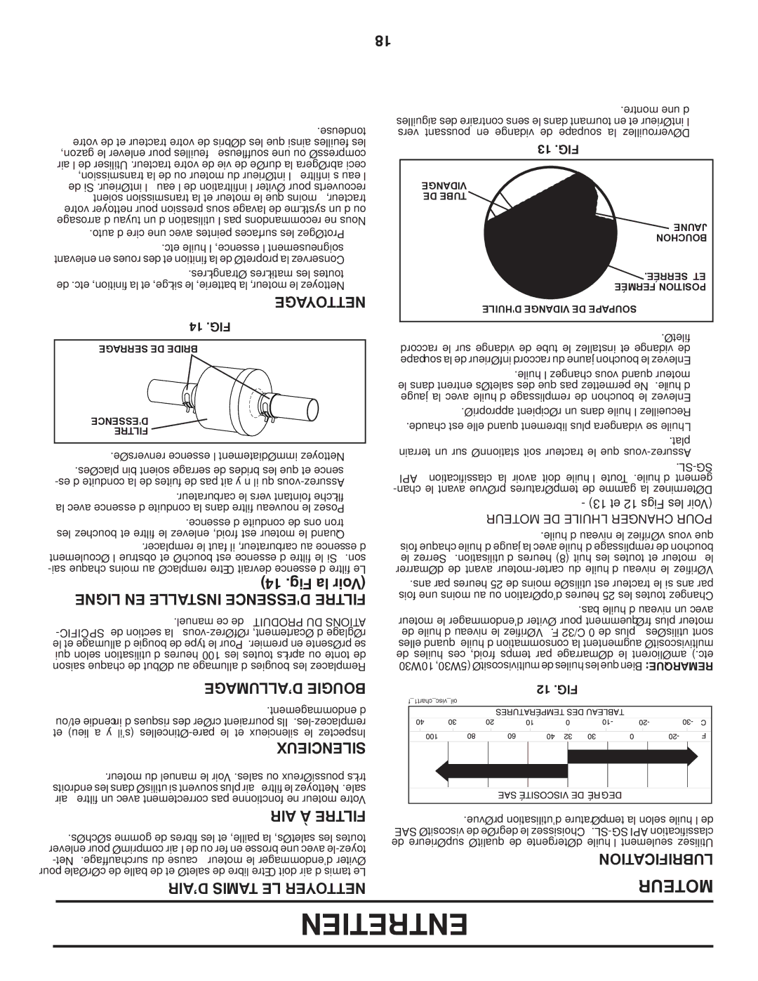 Poulan 419450 manual Entretien, Moteur 