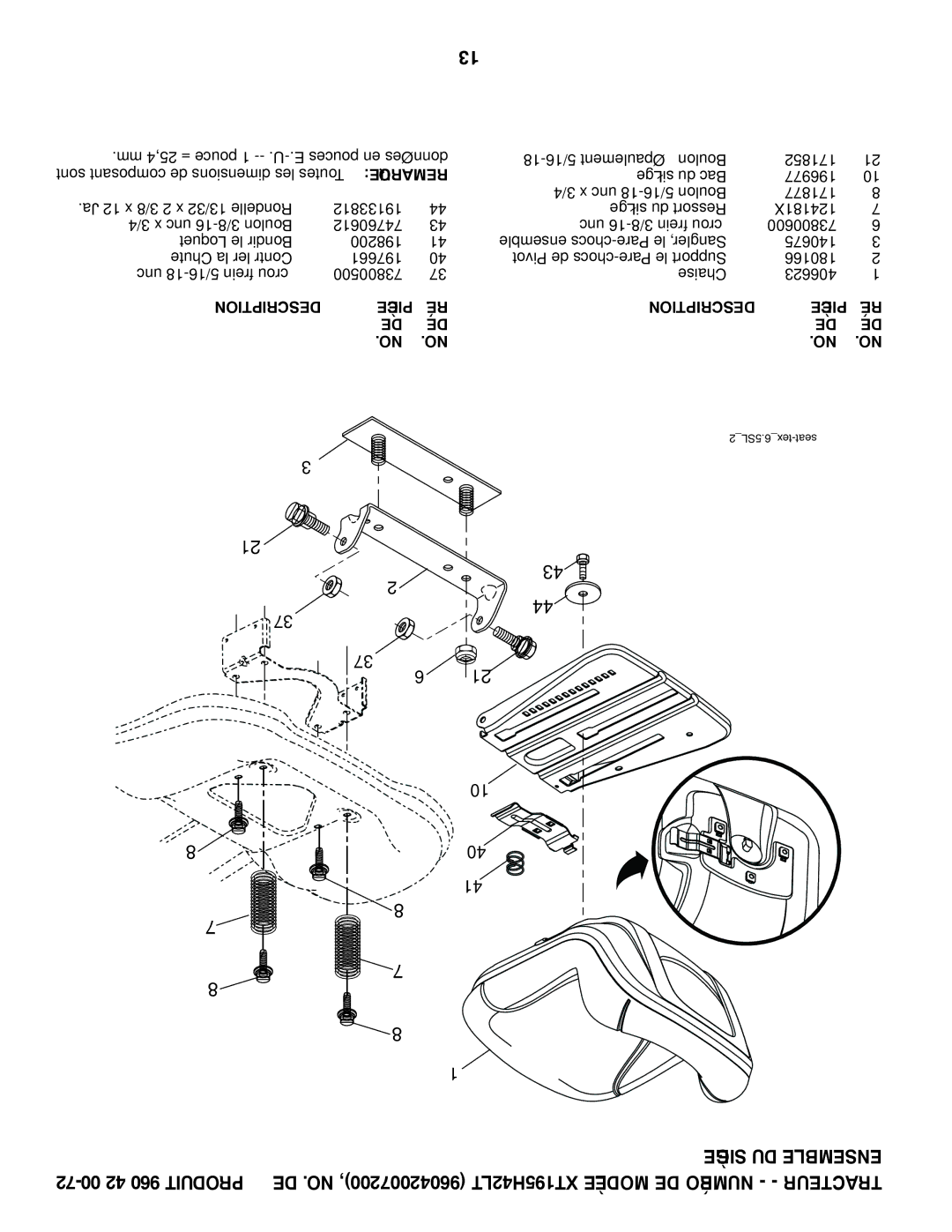 Poulan 419757 manual 25SL.6tex-seat 