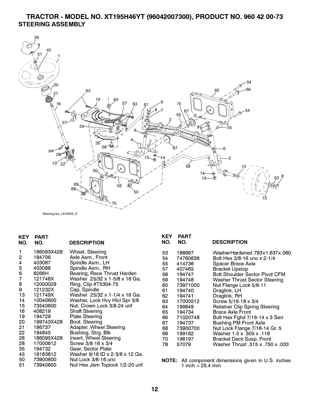 Poulan 419765 manual Steering Assembly 