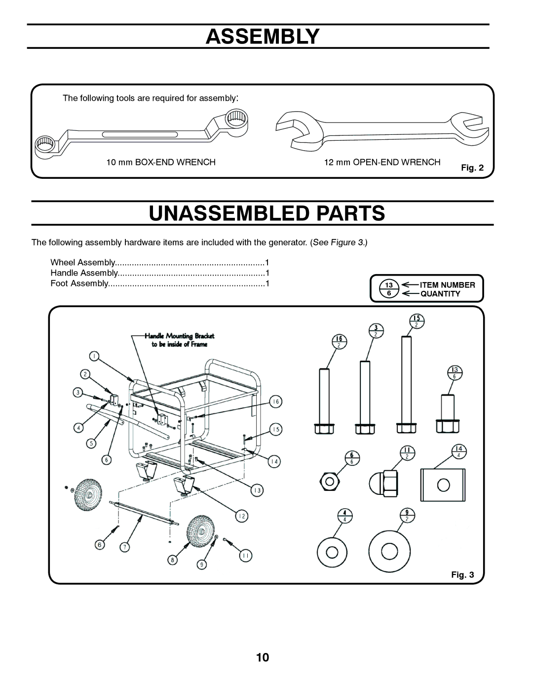 Poulan 420077 owner manual Assembly, Unassembled Parts 