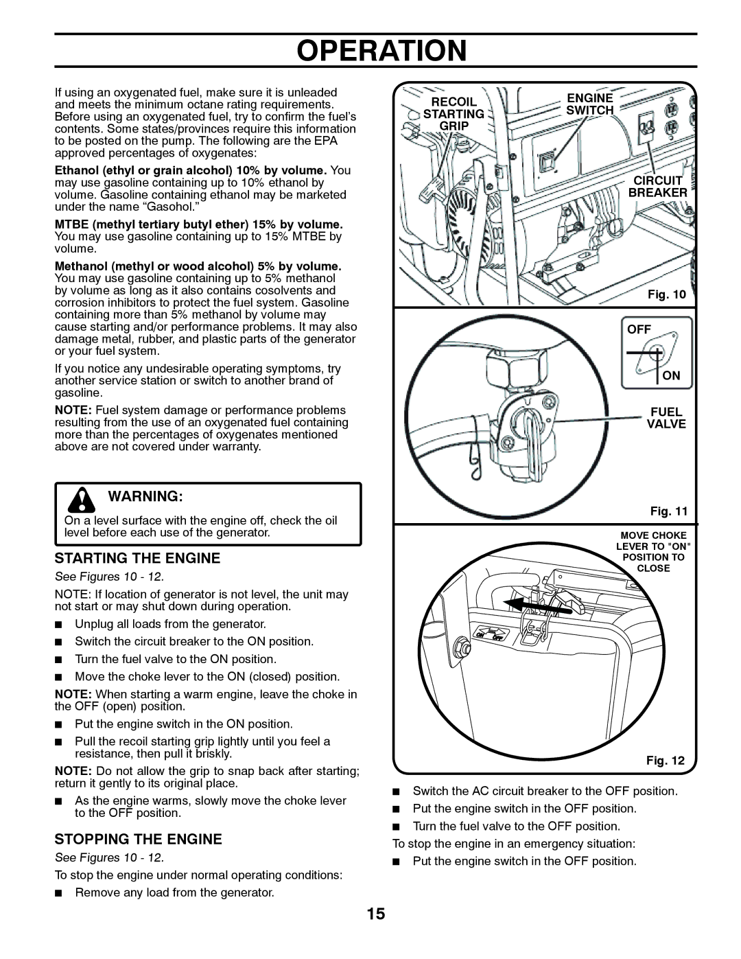 Poulan 420077 owner manual Starting the Engine, Stopping the Engine 