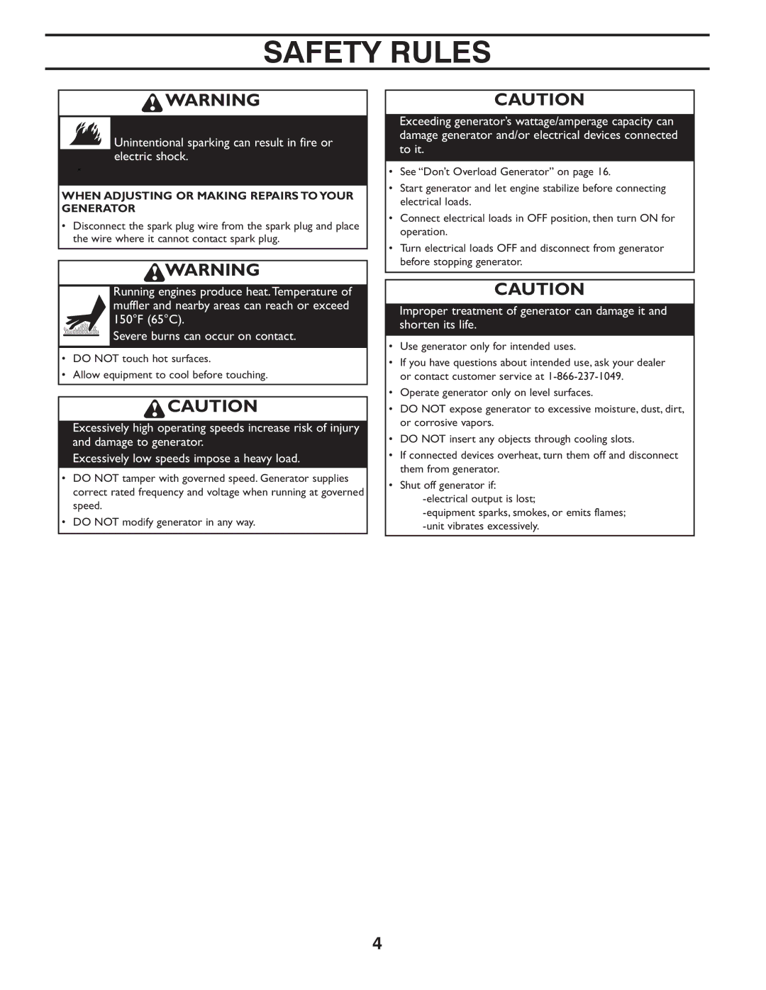 Poulan 420077 owner manual Unintentional sparking can result in fire or electric shock 