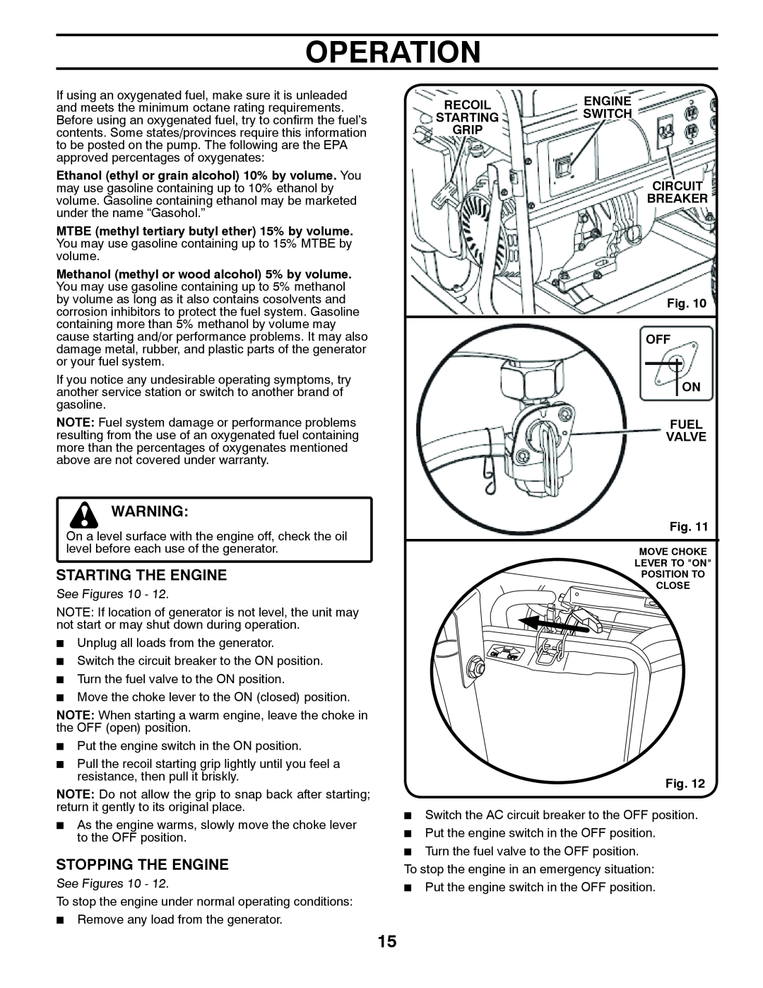 Poulan 420077 owner manual Operation, Starting The Engine, Stopping The Engine 