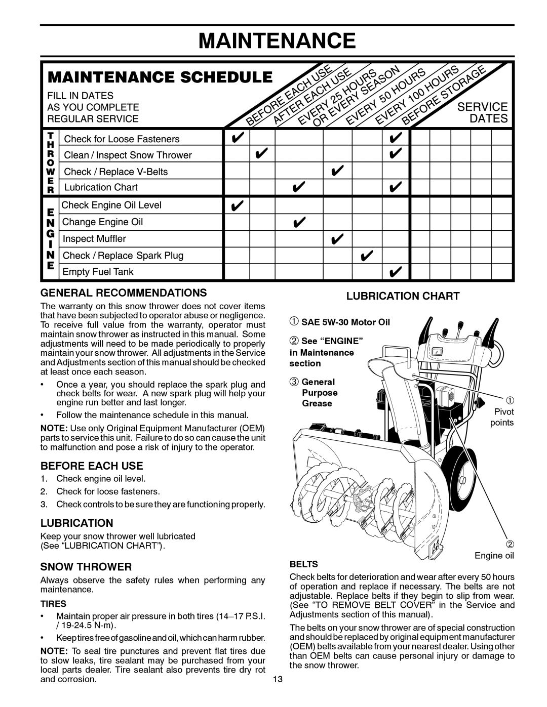 Poulan 421028 owner manual Maintenance 