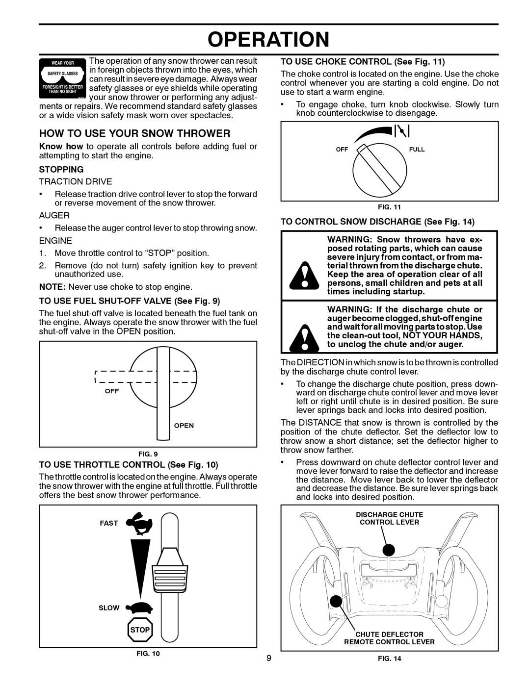 Poulan 421028 owner manual HOW to USE Your Snow Thrower, Stopping 