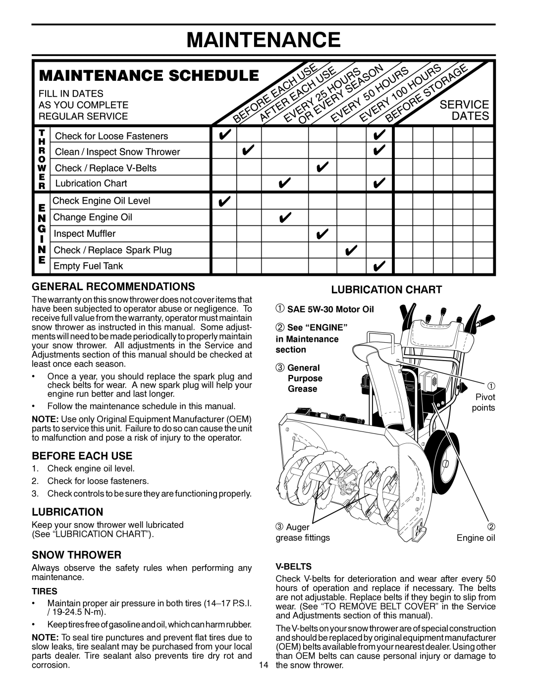 Poulan 421104 owner manual Maintenance 