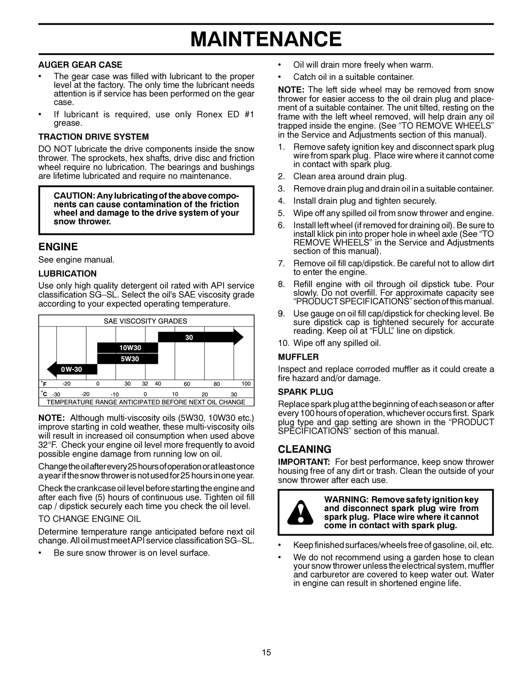 Poulan 421104 owner manual Engine, Cleaning 