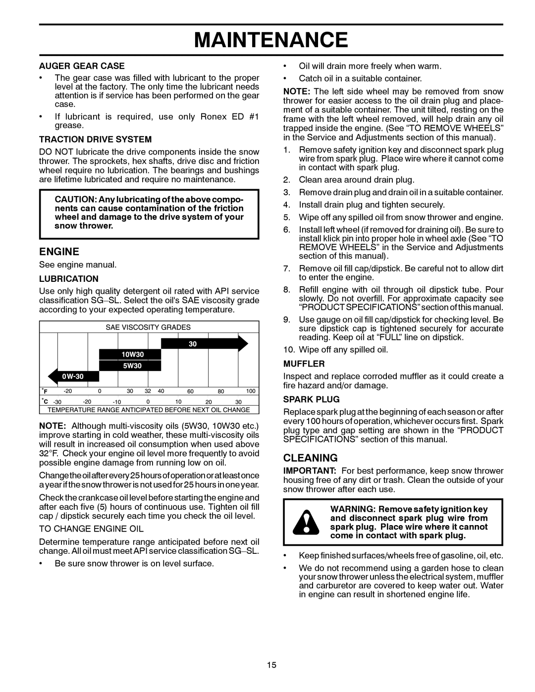 Poulan 421466 owner manual Engine, Cleaning 