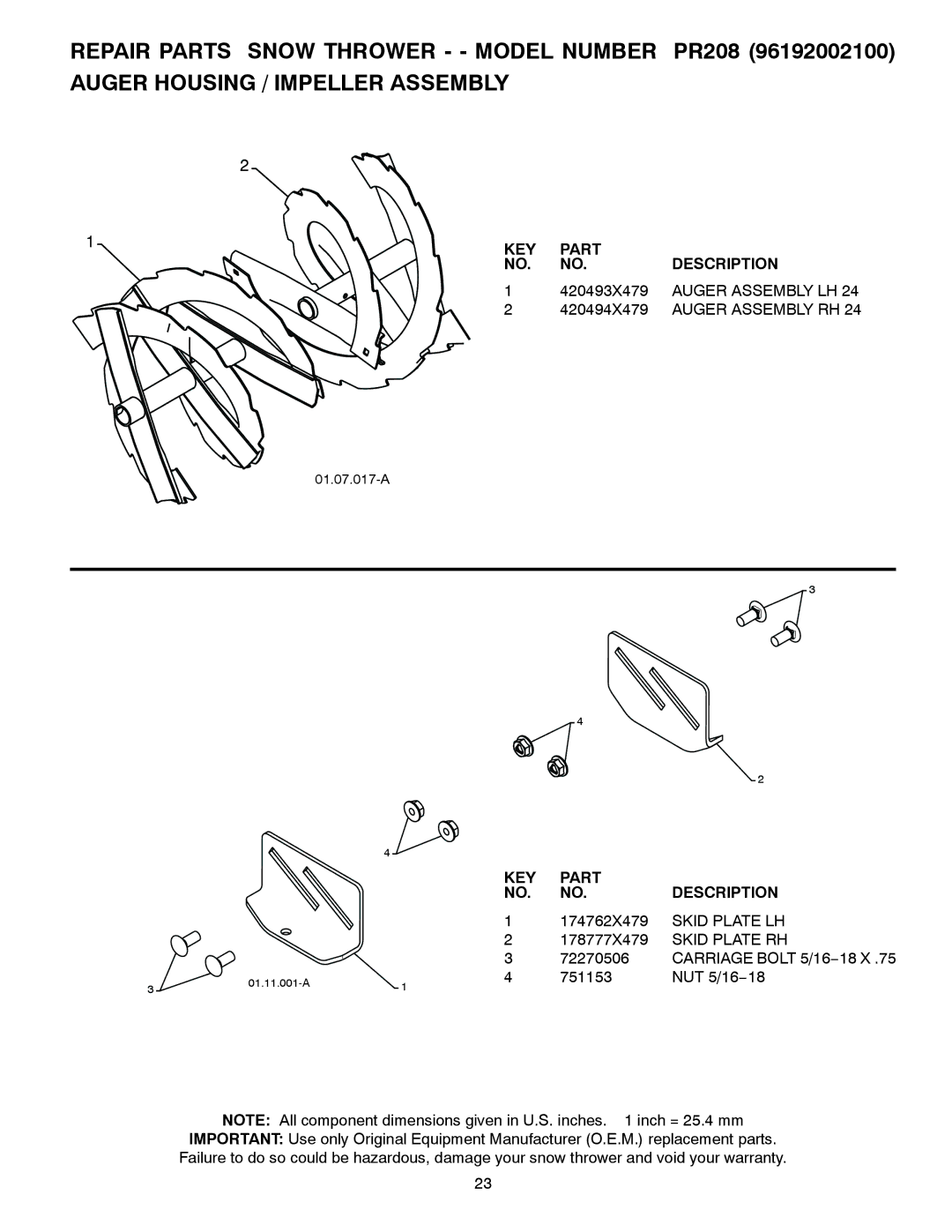 Poulan 421602 owner manual Auger Assembly LH, Auger Assembly RH 