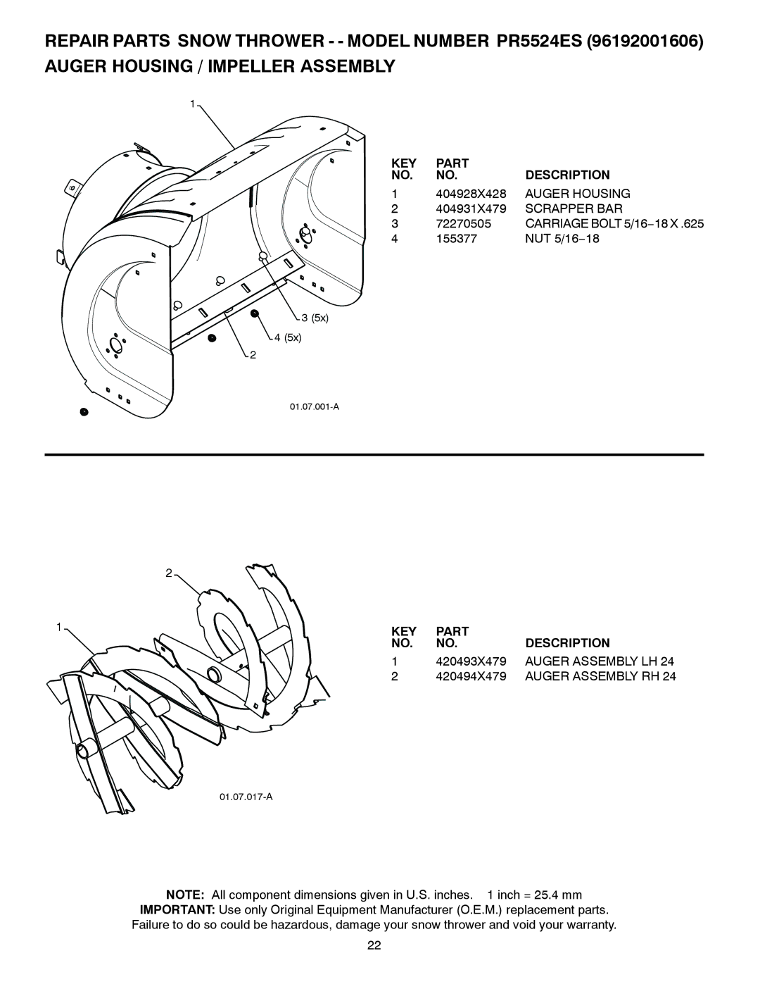 Poulan 421886 owner manual Auger Housing, Scrapper BAR, Auger Assembly LH, Auger Assembly RH 