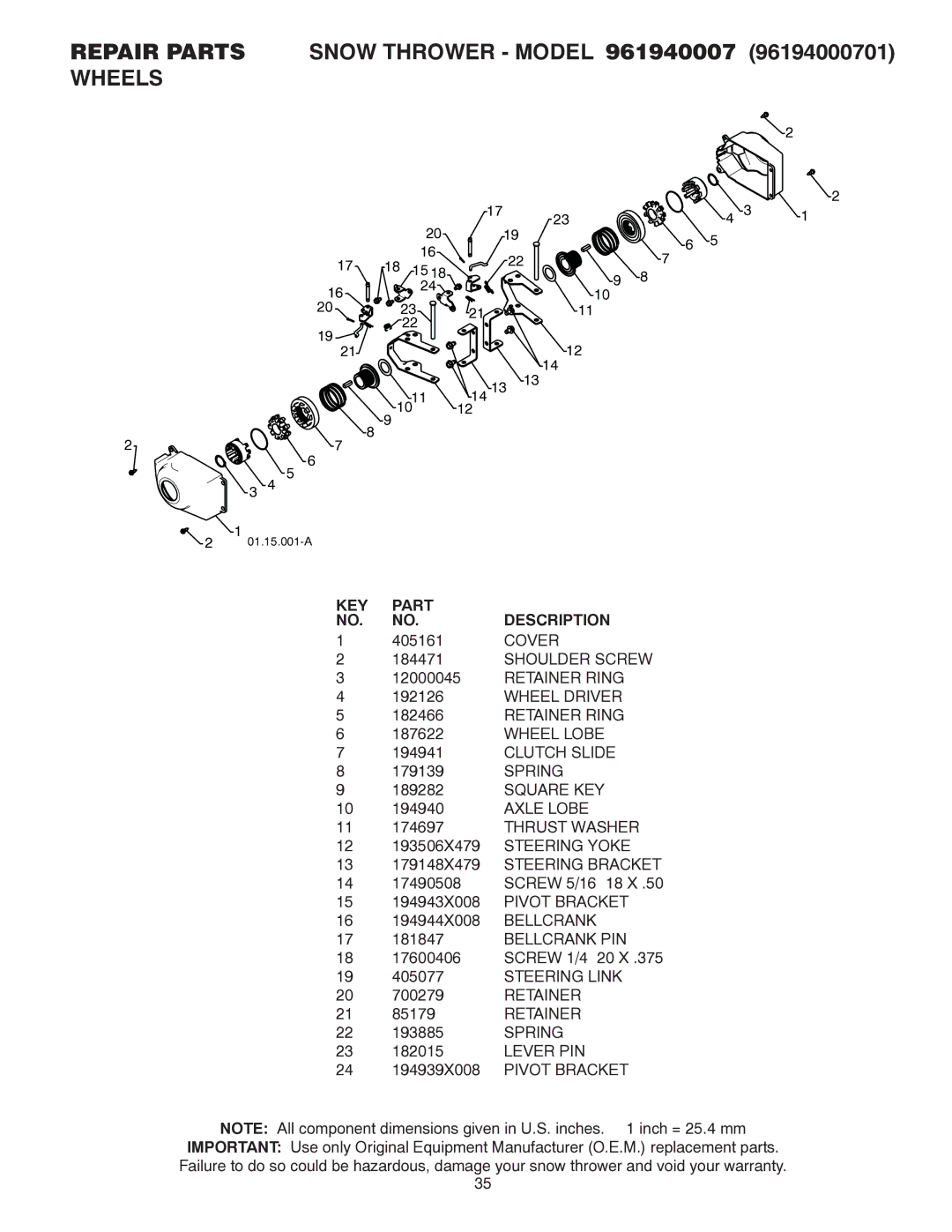 Poulan 421916 Cover, Wheel Driver Retainer Ring, Wheel Lobe, Clutch Slide, Axle Lobe, 13 179148X479 Steering Bracket 