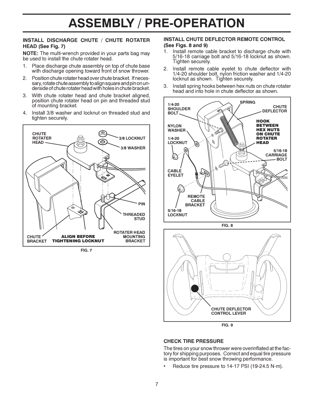 Poulan 421916 Install Discharge Chute / Chute Rotater Head See Fig, Install Chute Deflector Remote Control See Figs 