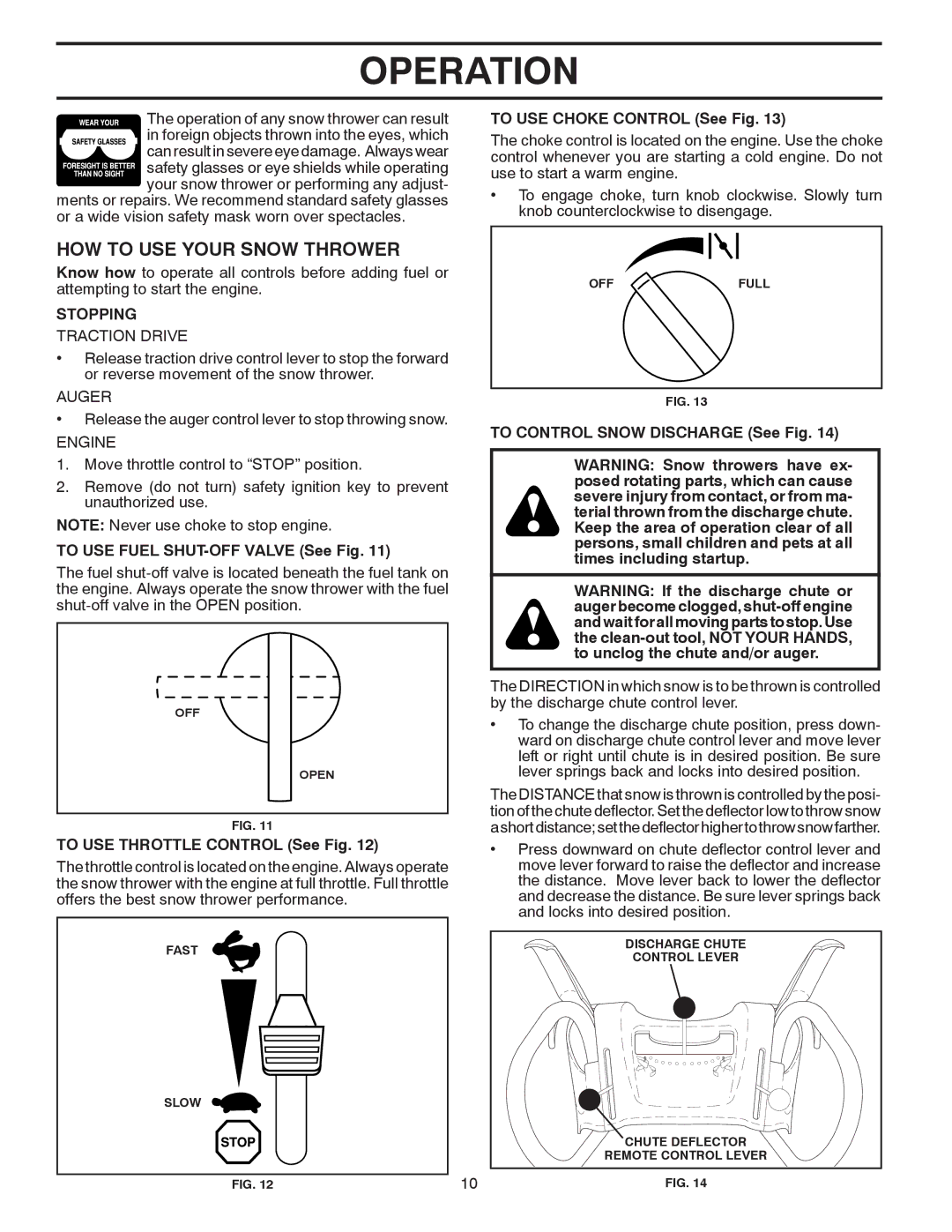 Poulan 422088, 96192002402 owner manual HOW to USE Your Snow Thrower, Stopping 