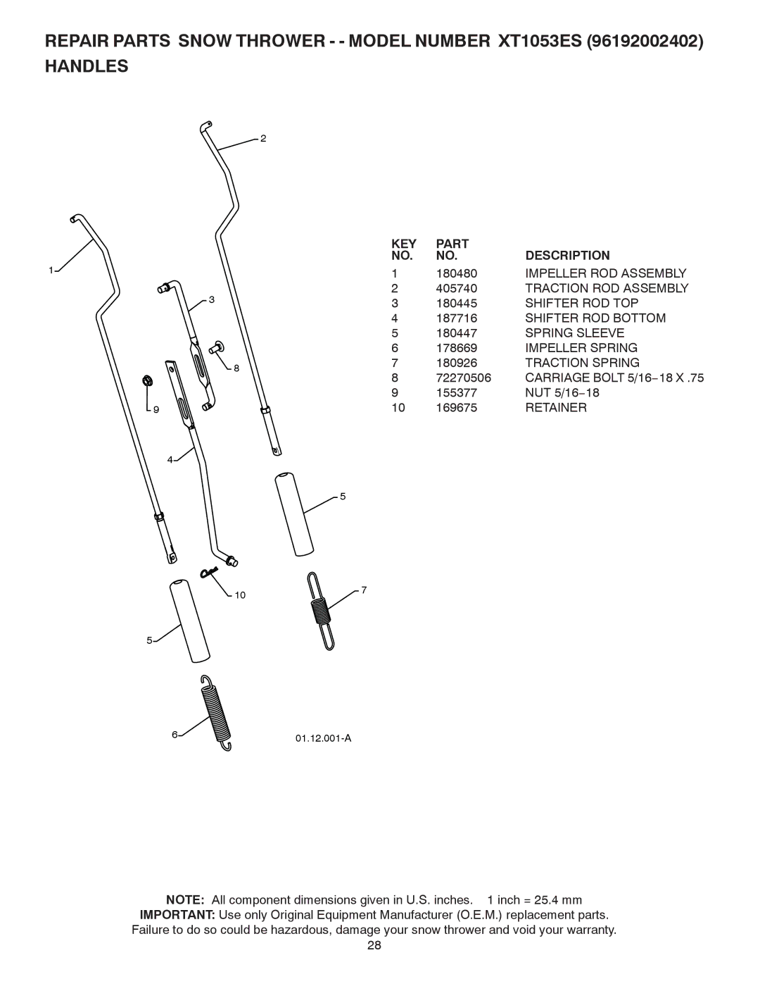 Poulan 422088 owner manual Impeller ROD Assembly, Traction ROD Assembly, Shifter ROD TOP, Shifter ROD Bottom, Spring Sleeve 