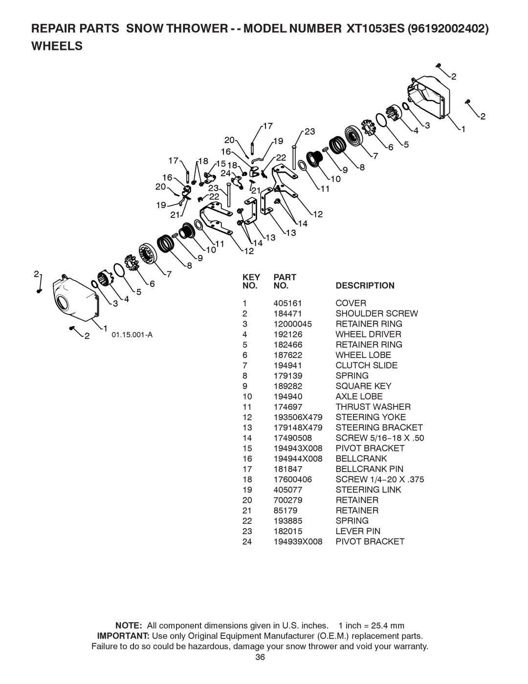 Poulan 422088 Cover, Wheel Driver Retainer Ring, Wheel Lobe, Clutch Slide, Axle Lobe, 13 179148X479 Steering Bracket 