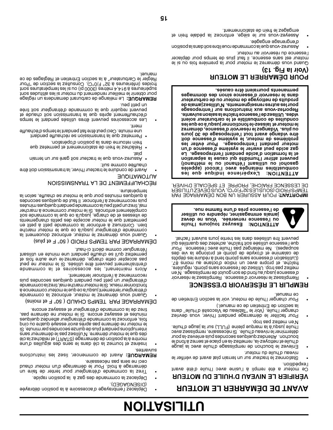 Poulan 423349 Moteur LE Démarrer Pour, ’ESSENCE Réservoir LE Remplir, Moteur DU D’HUILE Niveau LE Vérifier, Quetimaauto 