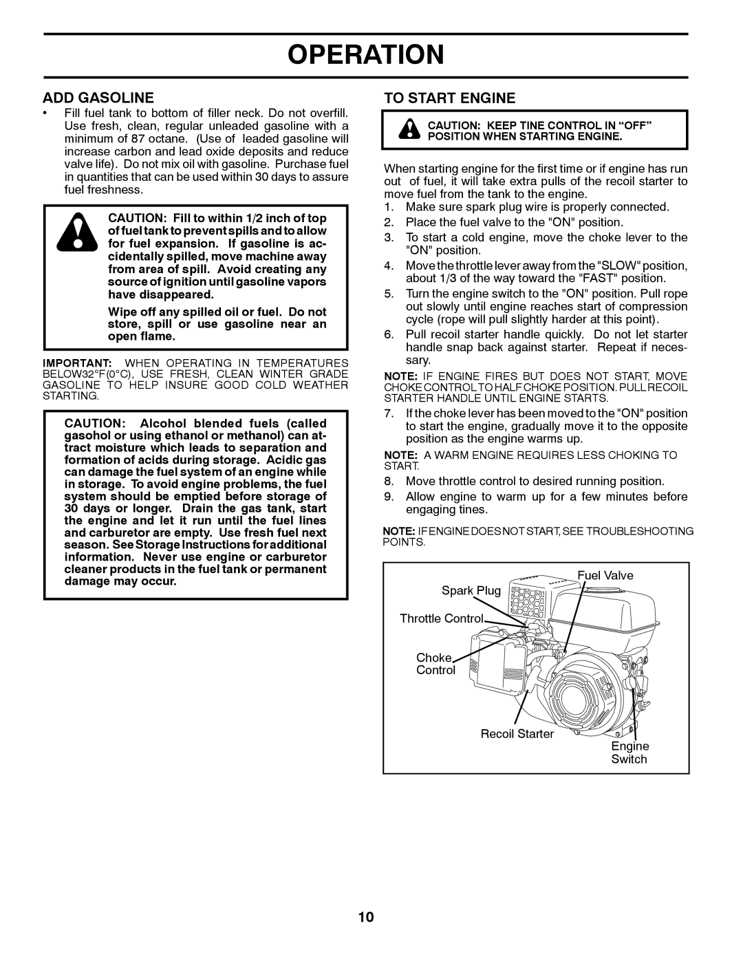 Poulan 423813 manual ADD Gasoline, To Start Engine 