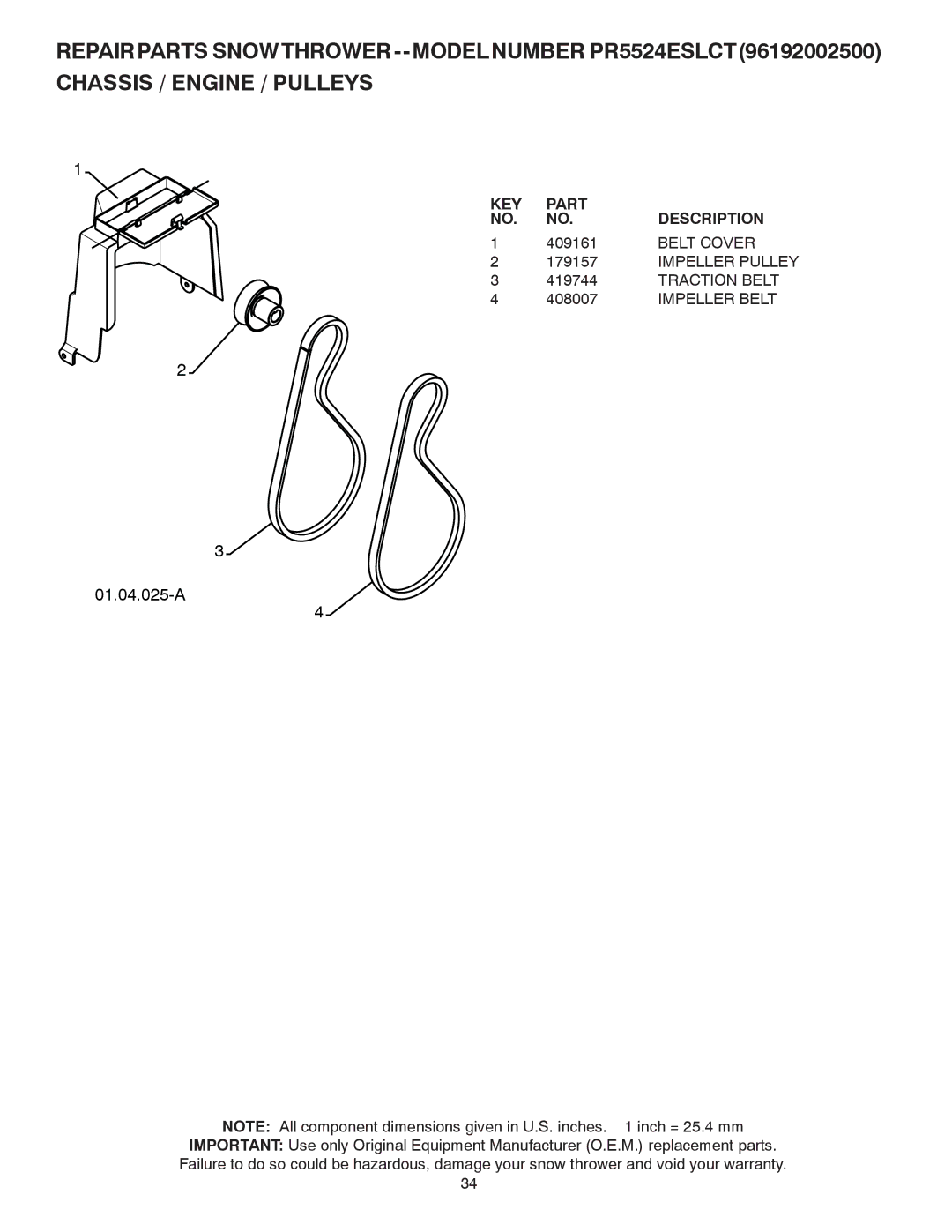 Poulan 424003 owner manual Belt Cover, Traction Belt, Impeller Belt 