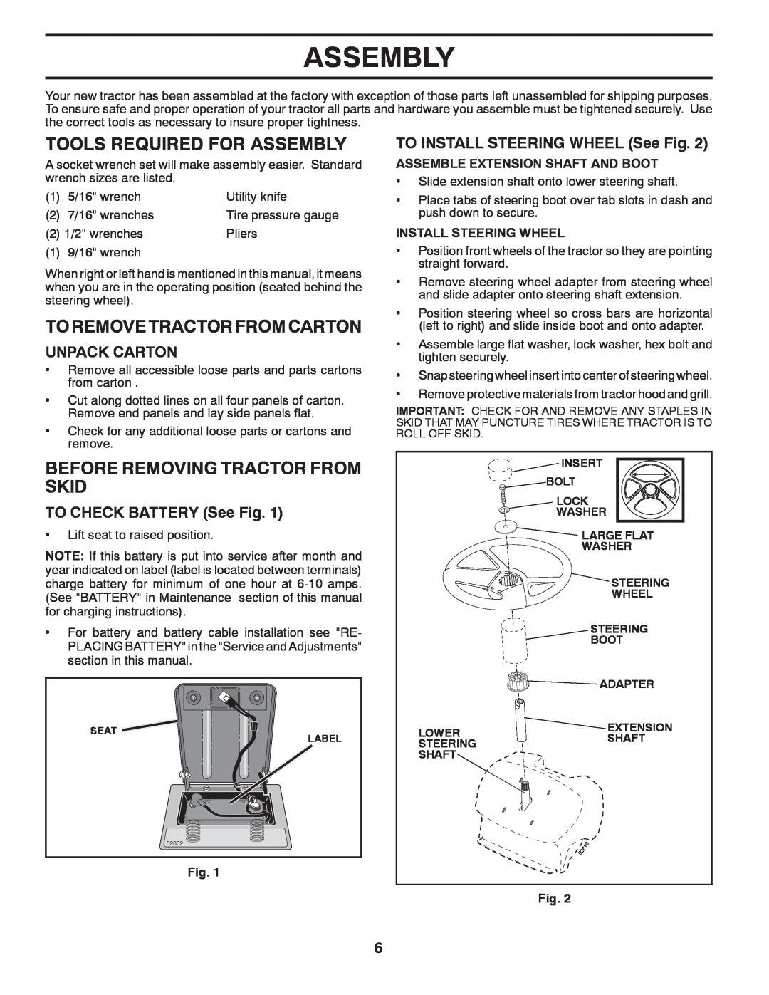 Poulan 424008 manual Tools Required For Assembly, To Remove Tractor From Carton, Before Removing Tractor From Skid 