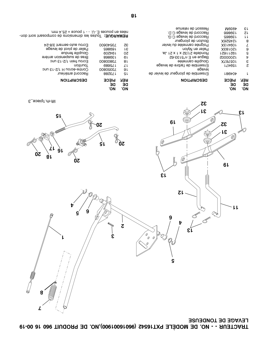 Poulan 424009 manual Tondeuse DE Levage 