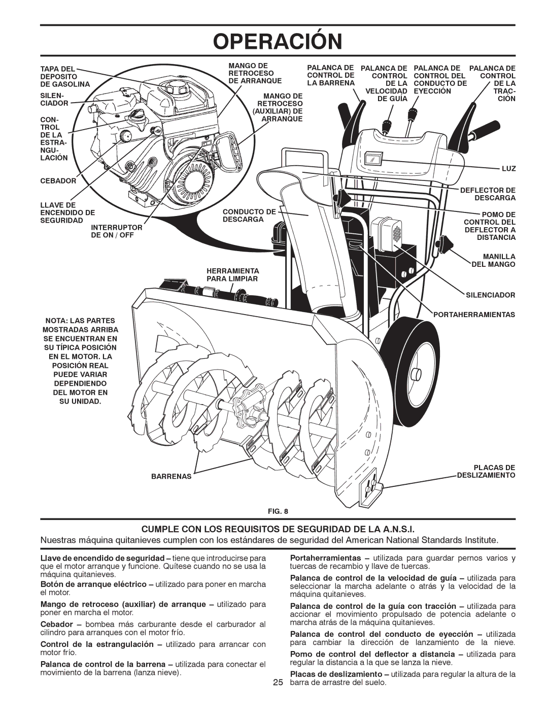 Poulan 96194000506, 424027 owner manual Cumple CON LOS Requisitos DE Seguridad DE LA A.N.S.I 