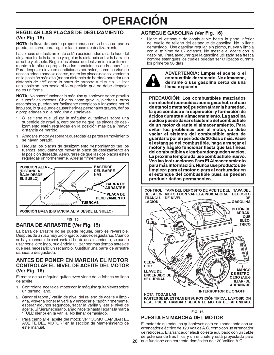 Poulan 424027, 96194000506 owner manual Antes DE Poner EN Marcha EL Motor, Puesta EN Marcha DEL Motor 