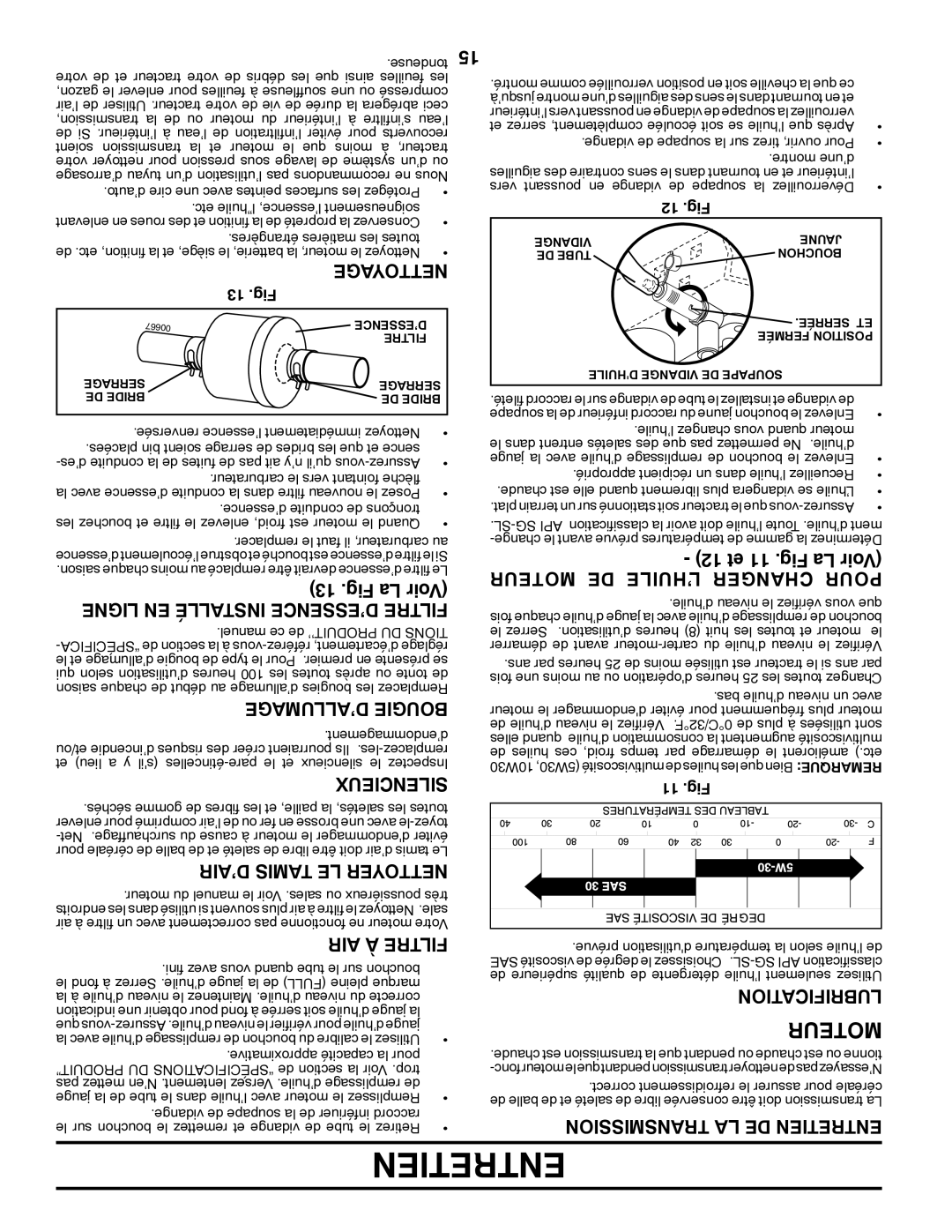 Poulan 424368 manual Entretien, Moteur 