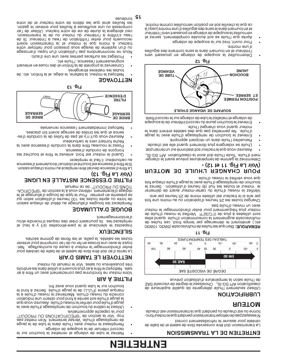 Poulan 424634 manual Entretien, Moteur 