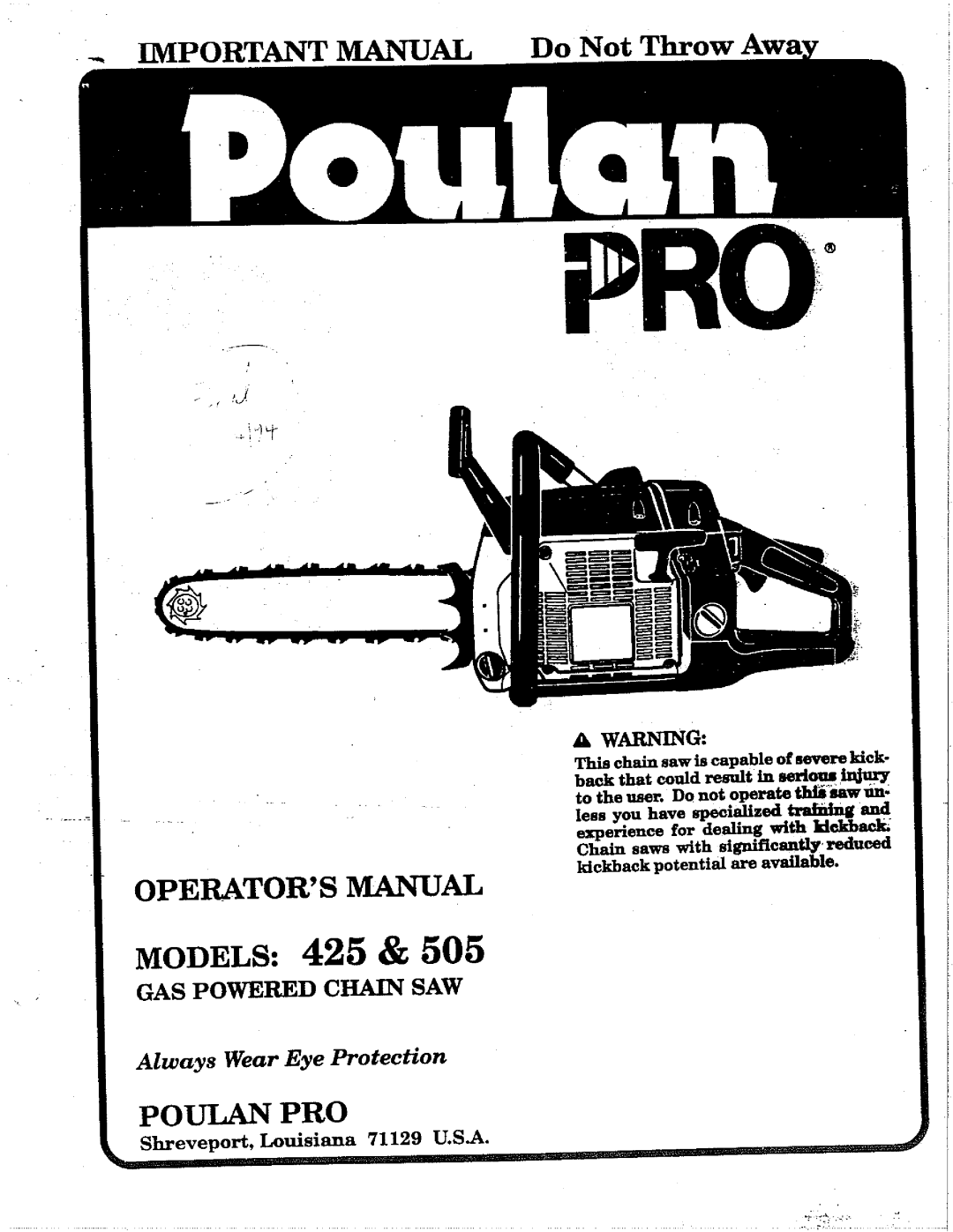 Poulan 425 manual 