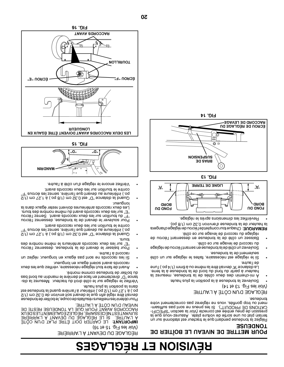 Poulan 425001 manual DE Boîtier LE Niveau DE Mettre Pour, Sedeuton 