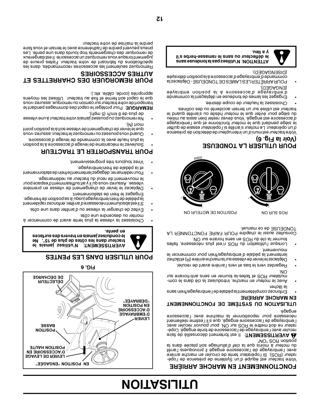 Poulan 425001 manual Accessoires Autres, ET Charrettes DES Remorquer Pour, Tracteur LE Transporter Pour 