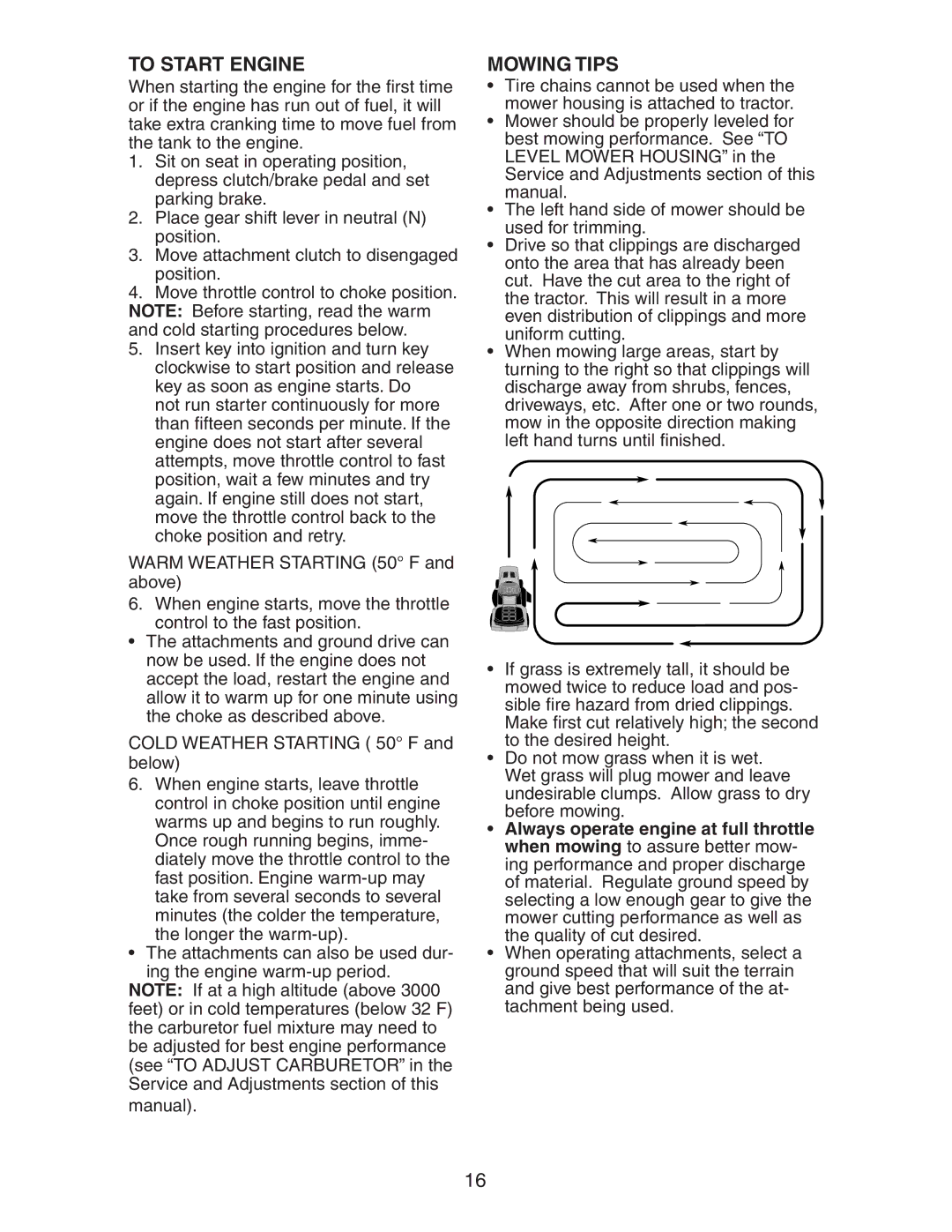 Poulan 425014X92E manual To Start Engine, Mowing Tips 